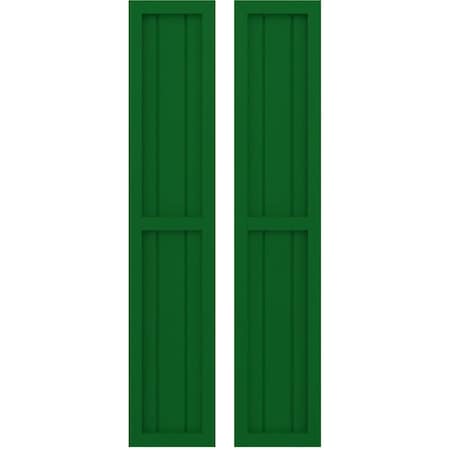 Americraft 3-Board Exterior Wood 2 Equal Panel Framed Board-n-Batten Shutters, ARW101BF311X57HGH